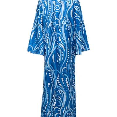 Shop Ladoublej Silk Kaftan In Polipo Blu