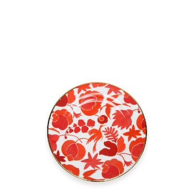 La Doublej Set Of Two Wildbird Porcelain Dessert Plates In Orange