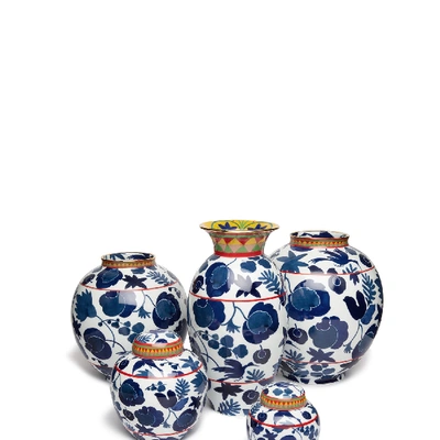 La Doublej Amphora Wildbird Tall Vase In Wildbird Blu