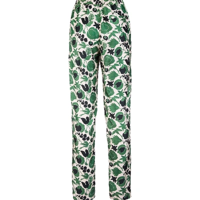 Shop La Doublej Pajama Pants In Wildbird Verde