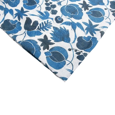 La Doublej Wildbird-print Linen Tablecloth In Wildbird Blu