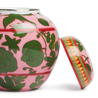 La Doublej X Ancap Wildbird Porcelain Tea Jar In Wildbird Rosa/verde