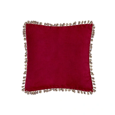 Shop La Doublej Velvet Embroidered Cushion In Hera