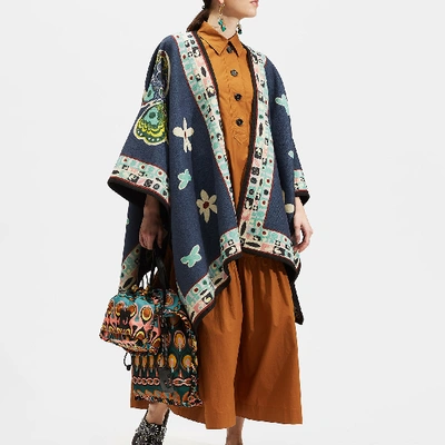 Shop La Doublej Poncho (placed) In Butterfly Blu