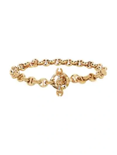 Shop Hoorsenbuhs Women's Open-link 3mm 18k Yellow Gold & Diamond Bracelet/5mm