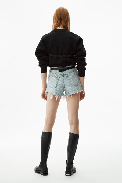 Alexander Wang High-rise Logo Cotton Denim Shorts In Pebble Bleach