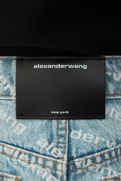 Alexander Wang High-rise Logo Cotton Denim Shorts In Pebble Bleach