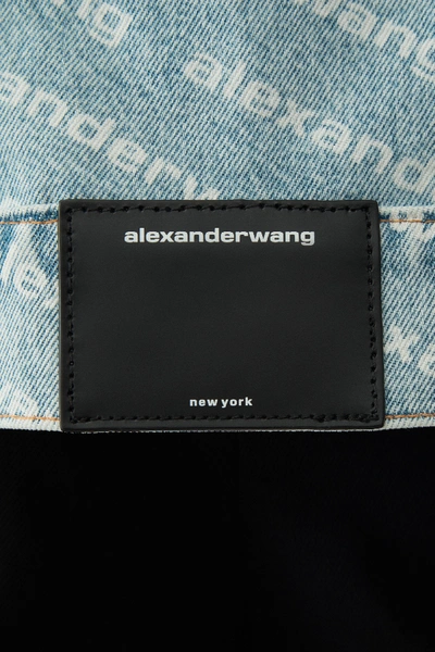 Shop Alexander Wang Falling Back Logo Jacket In Denim In Pebble Bleach