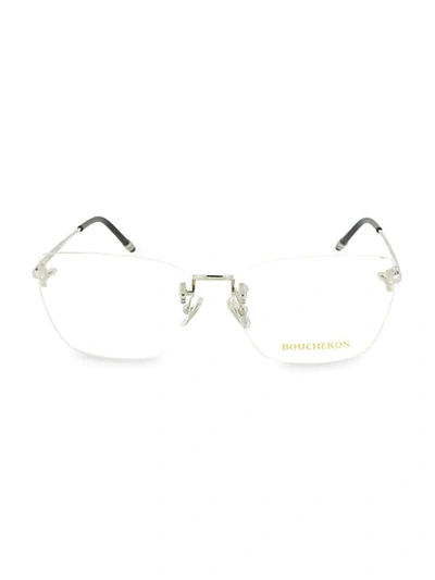 Shop Boucheron 58mm Square Novelty Optical Glasses In Shiny Silver