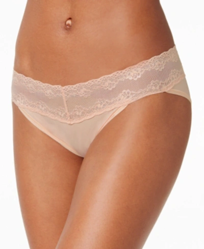 Shop Natori Bliss Perfection Lace-waist Bikini Underwear 756092 In Cameo Rose (nude 4)