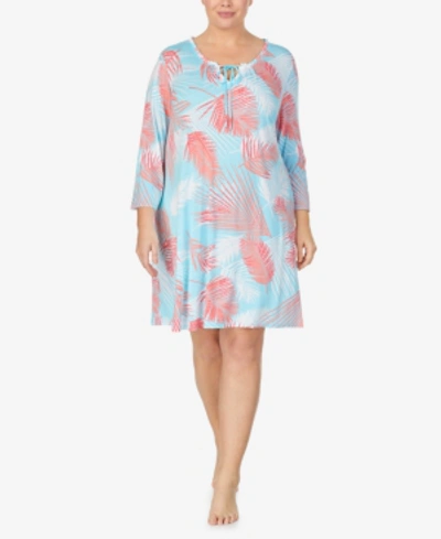 Shop Ellen Tracy Plus Size Pajama Tunic, Online Only In Aqua Prt