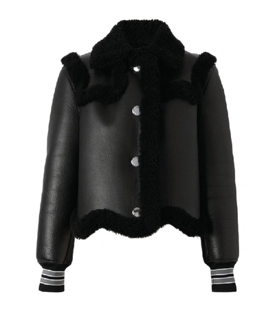 Shop Burberry Shearling-trimmed Leather Jacket