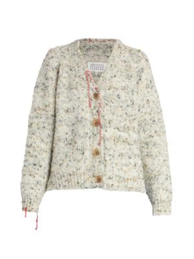 Shop Maison Margiela Wool Cardigan With Contrast Stitch Details In Red
