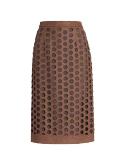 Shop Maison Margiela Melton Wool Hole Punched Skirt In Tobacco