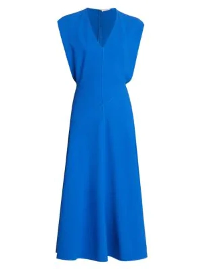 Shop Victoria Beckham Sleeveless Dolman Midi Dress In Bright Blue