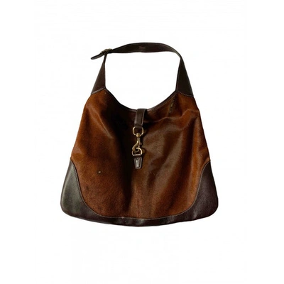 Pre-owned Gucci Jackie Vintage  Brown Pony-style Calfskin Handbag