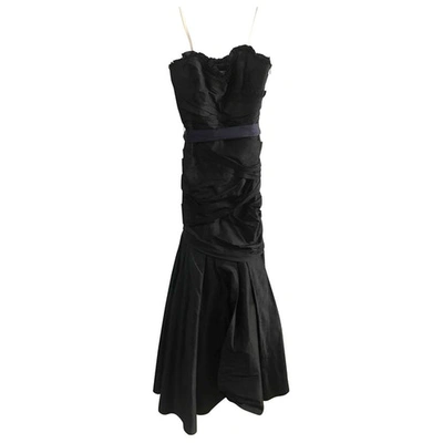 Pre-owned Vera Wang Silk Maxi Dress In Black