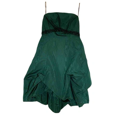 Pre-owned Talbot Runhof Silk Mini Dress In Green