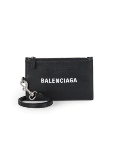 Shop Balenciaga Cash Leather Zip Pouch In Black White