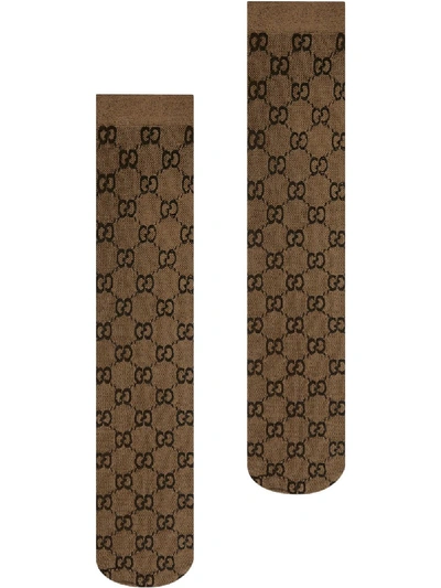 Shop Gucci Gg Motif Socks In Beige