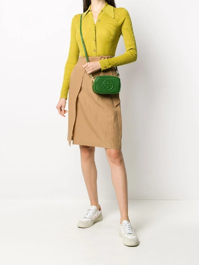 Shop Tory Burch Perry Leather Mini Bag In Green