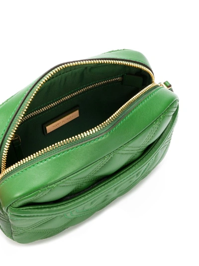 Shop Tory Burch Fleming Leather Camera Bag In Green