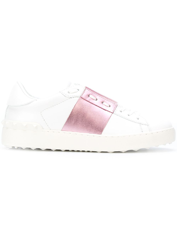 white & pink valentino garavani open sneakers