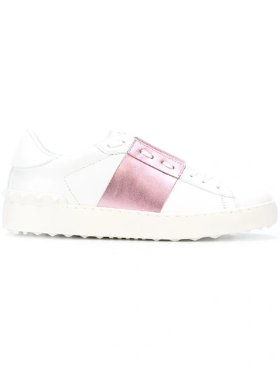 Shop Valentino Open Leather Sneakers