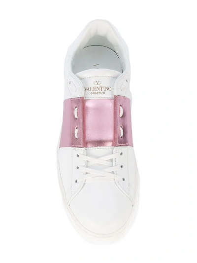 Shop Valentino Open Leather Sneakers