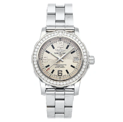Pre-owned Breitling Silver Diamonds Stainless Steel Colt Lady A7738753/g744 Women's Wristwatch 33 Mm