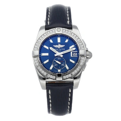 Pre-owned Breitling Blue Diamonds Stainless Steel Galactic A3733053/c824 Women's Wristwatch 36 Mm