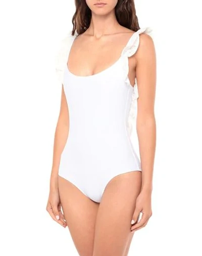 Shop Dondup One-piece Swimsuits In White