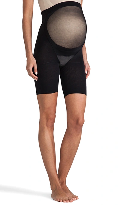 Shop Spanx Power Mama Mid-thigh Shaper In Black