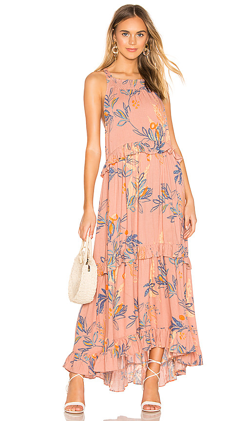 free people smocked printed maxi dress