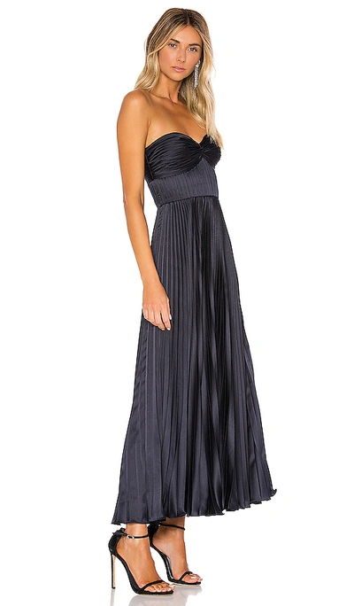 Amur Pleated Strapless Belle Dress In Navy