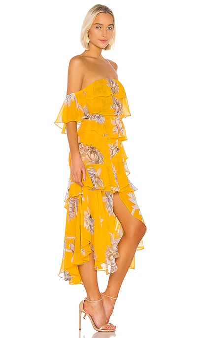 Shop Misa Dalila Dress In Yellow Floral