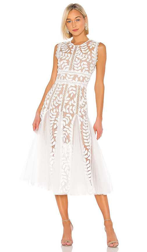 white dress midi lace