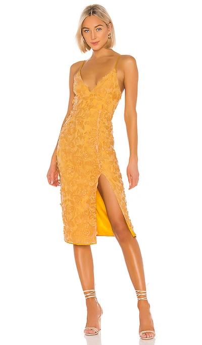 Shop Lovers & Friends Saba Midi Dress In Goldenrod Yellow