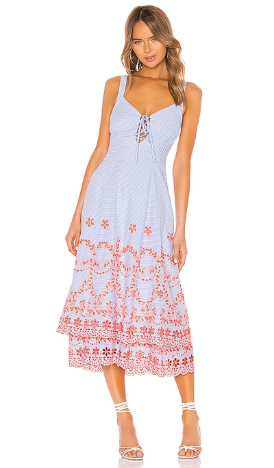 Shop Tularosa Jaslyn Embroidered Dress In Blue & Orange