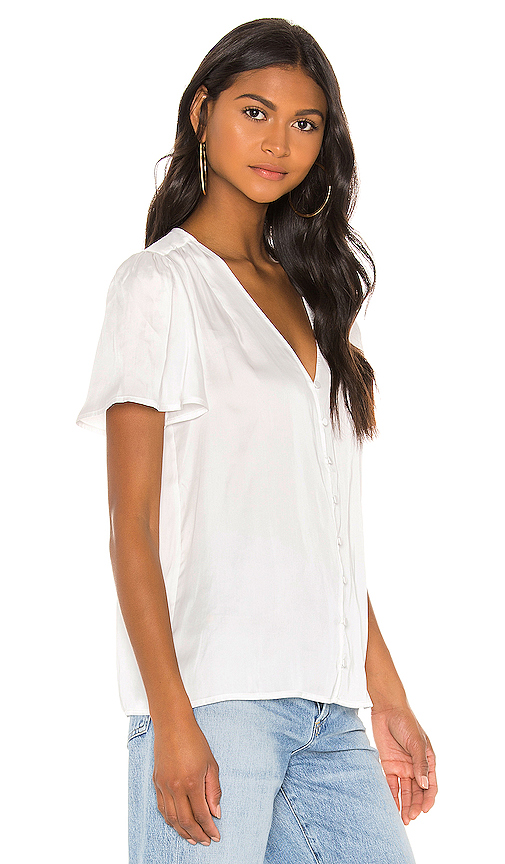Paige Kelly Flutter-sleeve Button-front Top In White | ModeSens