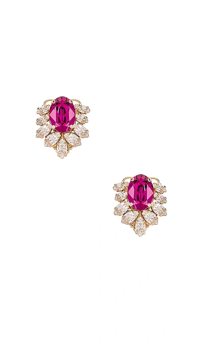 Shop Anton Heunis Fuchsia Cluster Earring In Fuchsia & Green