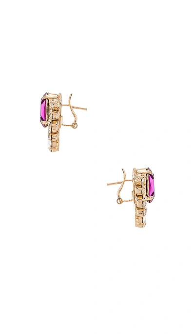 Shop Anton Heunis Fuchsia Cluster Earring In Fuchsia & Green