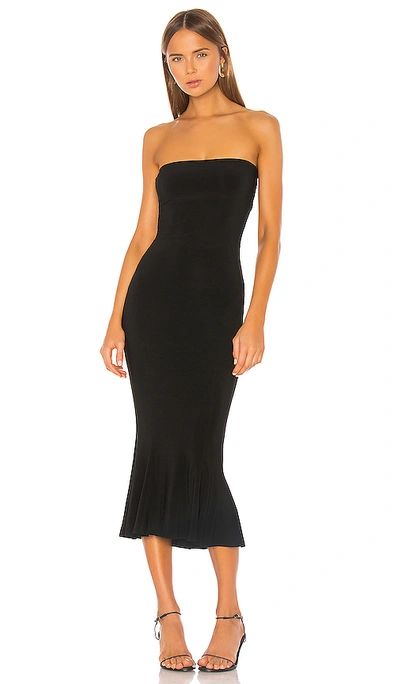 Shop Norma Kamali Strapless Fishtail Dress In Black