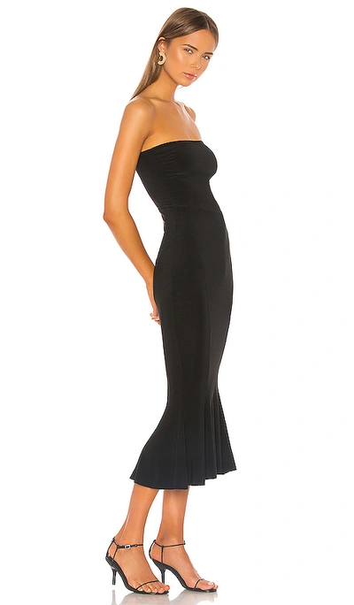 Norma Kamali Strapless Fishtail Jersey Midi Dress In Black