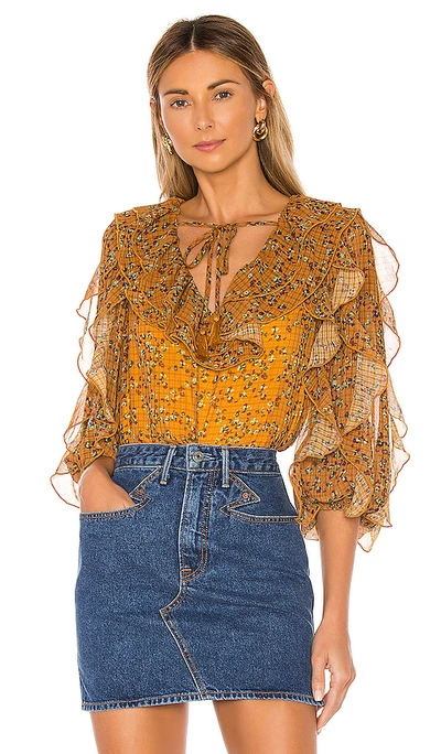 Shop Tularosa Claire Blouse In Mustard Floral