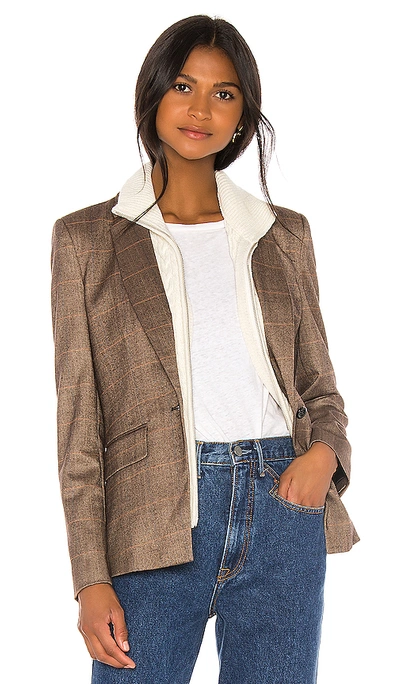 Shop Central Park West Finley Sweater Dickey Blazer In Brown