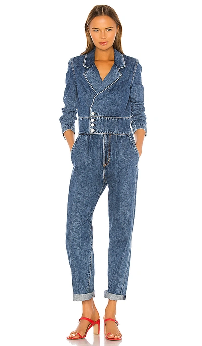 Shop Agolde Luca Blazer Jumpsuit In Media