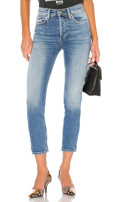 Shop Re/done High Rise Ankle Crop In Worn Indigo