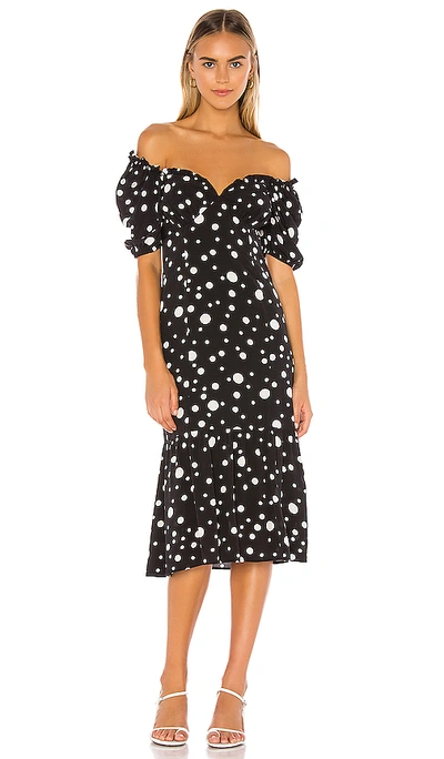 Shop Lovers & Friends Dennis Midi Dress In Black Polka Dot