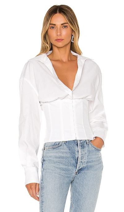 Shop Danielle Guizio Corset Button Up Blouse In White